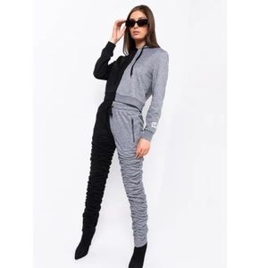 AKIRA Black and Gray Track Pants